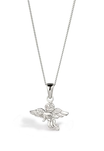 Silber Damen Halskette mit Anhänger Engel 925 Sterling Silber Silberkette mit Engelsymbol für Frauen Länge 45 cm von Nenalina