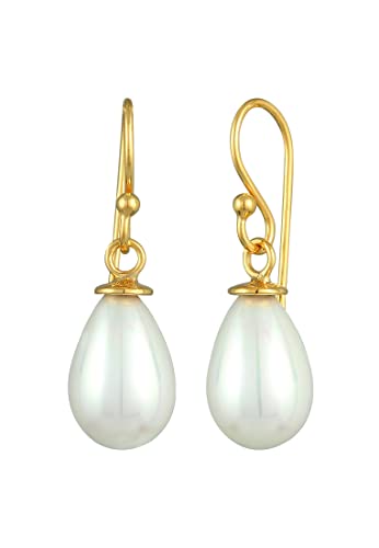Nenalina Ohrstecker 925 Silber Damen Ohrringe Ohrhänger mit Muschel Perlen Tropfen vergoldet von Nenalina