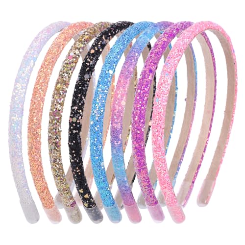 Glitzer Stirnband für Mädchen Frauen Haarreifen,8Pcs Pailletten Haarband Mädchen Funkelnde Dünne Stirnbander Bling Regenbogen Haarbänder für Kinder Kleinkinder Teens Pailletten Haarreif Haar Zubehör von Nenjindz