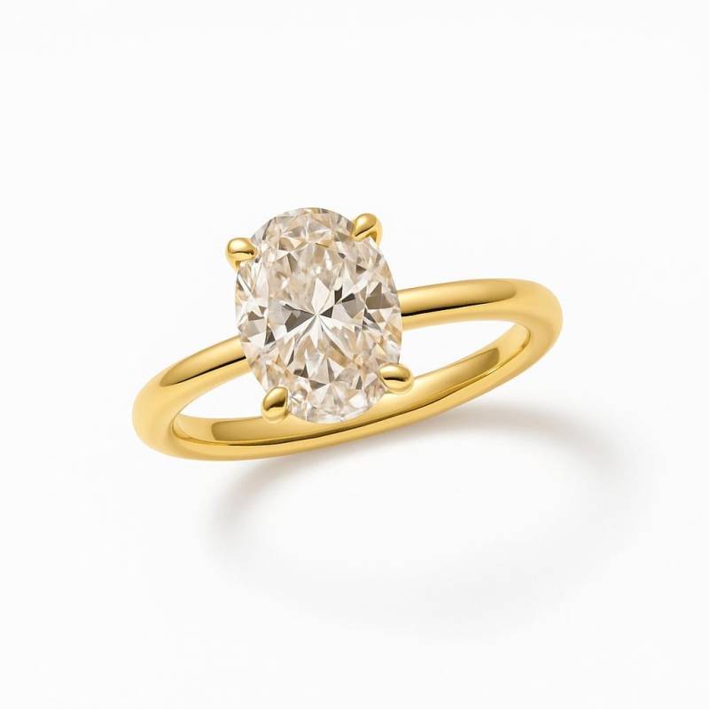 Ovaler Stein Ring Lumière I Vergoldeter Ovalring Mit Zirkonia-Stein 1Ct, 2Ct, 5Ct | Moissanit Ovaler Stein Ring Lumière I Vergoldeter Ovalring Mit Zirkonia-Stein 1Ct, 2Ct, 5Ct | Moissanit von Nenolade