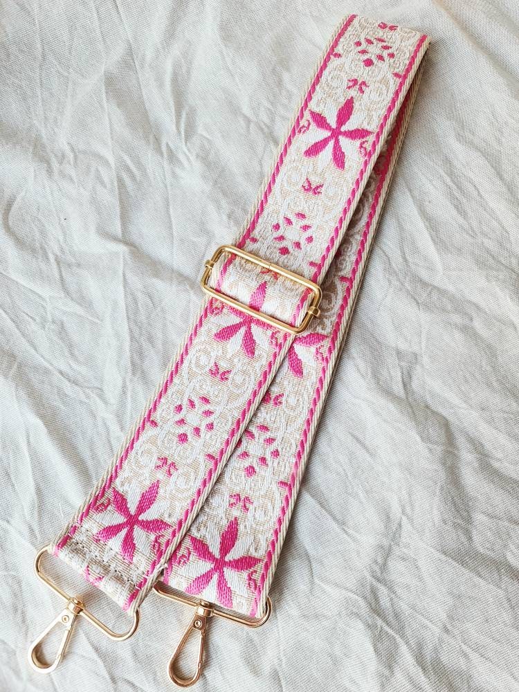 Taschengurt Pink/Taschenriemen Beige Geblümt Taschengurt Pink/Taschenriemen Beige Geblümt von Nenolade