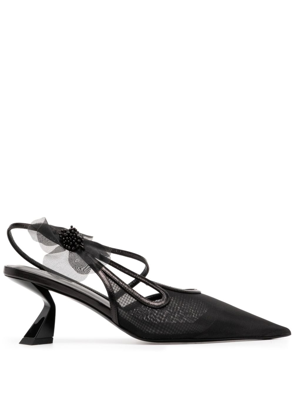 Nensi Dojaka 65mm faux-flower leather pumps - Schwarz von Nensi Dojaka