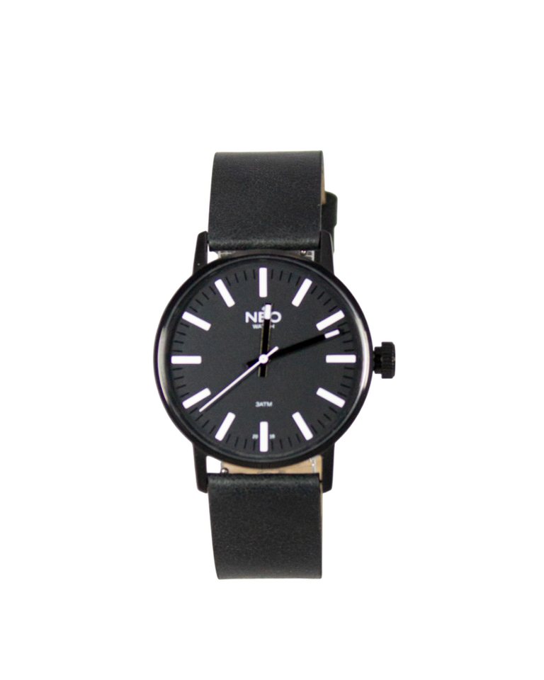 Neo Watch Quarzuhr Damen Edelstahl Lederband Schwarz N6-005, Mineralglas, schlicht, Lederarmband von Neo Watch