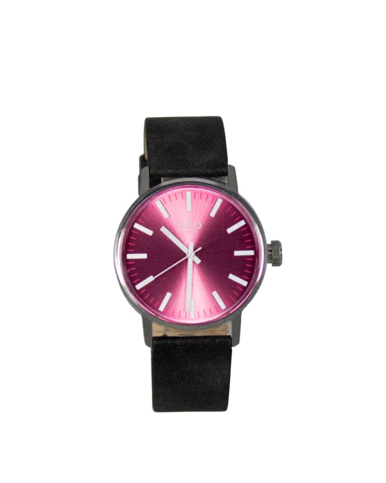 Neo Watch Quarzuhr Damen Edelstahl Lederband Silber Pink N43-003 von Neo Watch