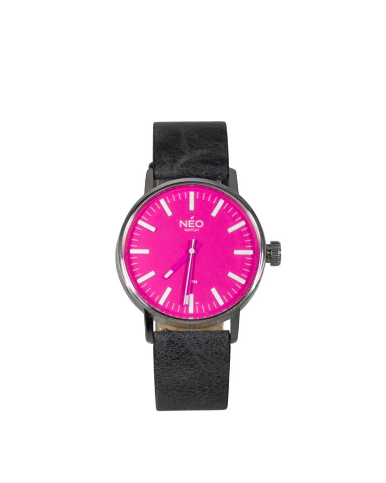 Neo Watch Quarzuhr Damen Edelstahl Lederband Silber Rosa N43-005 von Neo Watch