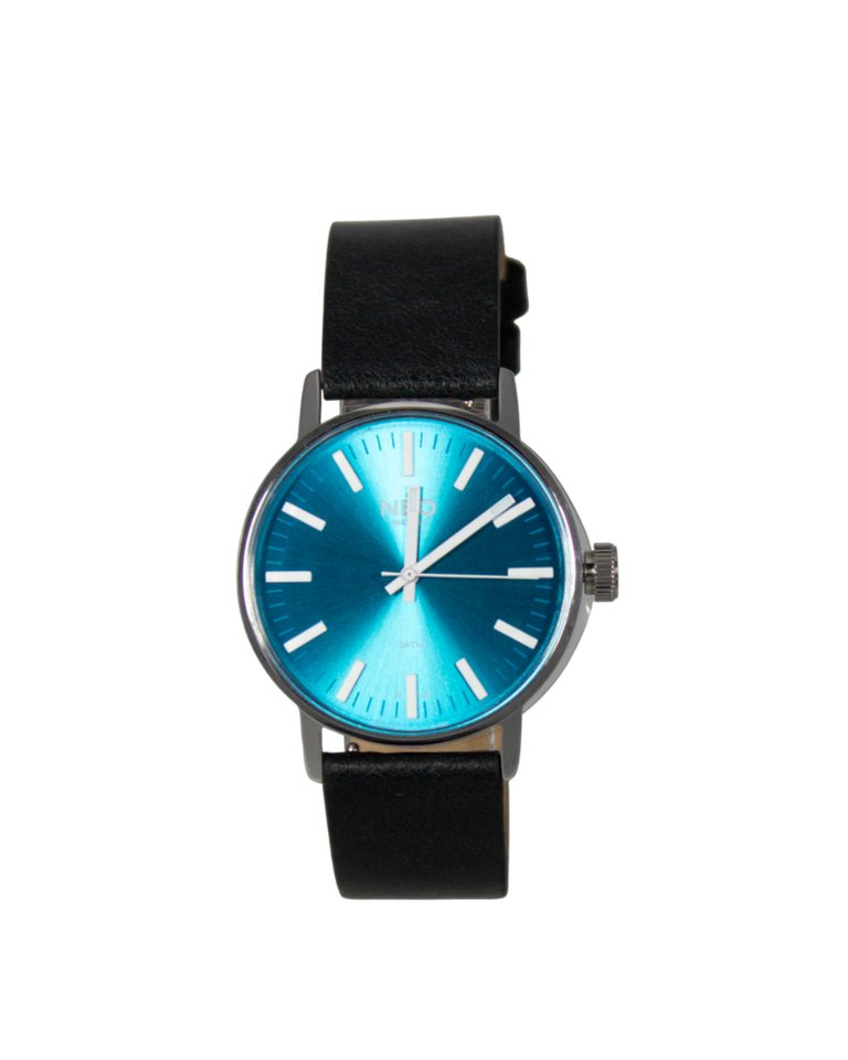 Neo Watch Quarzuhr Damen Edelstahl Lederband Silber Schwarz Blau N6-008, Mineralglas, schlicht, Lederarmband von Neo Watch