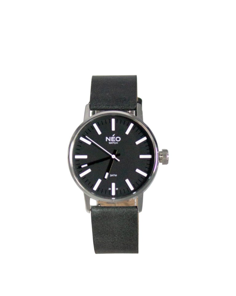 Neo Watch Quarzuhr Damen Edelstahl Lederband Silber Schwarz N43-001 von Neo Watch