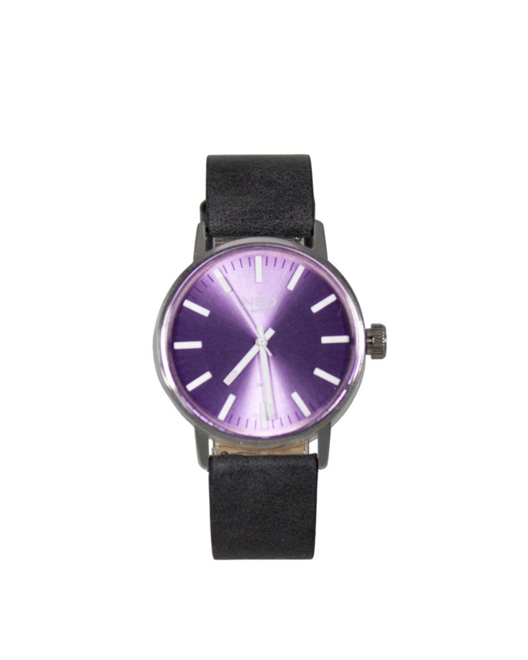 Neo Watch Quarzuhr Damen Edelstahl Lederband Silber Violett N43-004 von Neo Watch