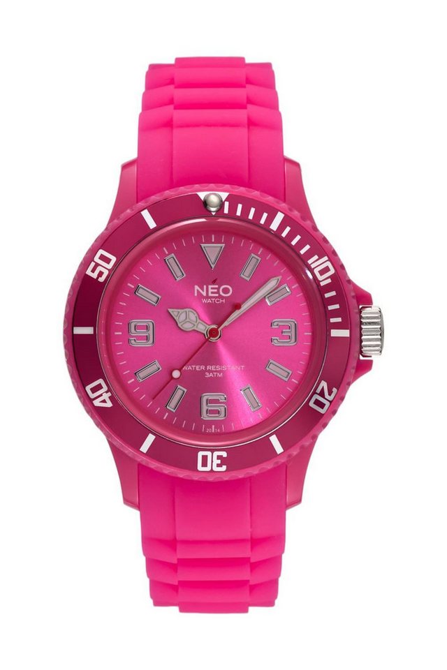 Neo Watch Quarzuhr Damenuhr Herrenuhr unisex pink NICE-1 Armbanduhr Modell N1-015, Mineralglas, Damen Herren Uhr, pinkes Gehäuse, pinkes Armband von Neo Watch
