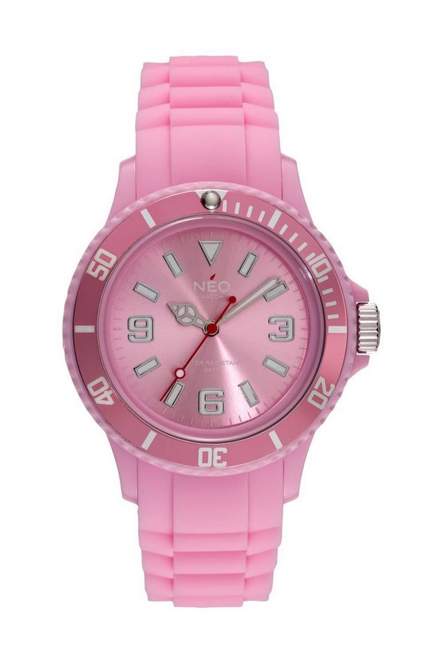 Neo Watch Quarzuhr Damenuhr Herrenuhr unisex rosa NICE-1 Armbanduhr Modell N1-018, Mineralglas, Damen Herren Uhr, rosa Gehäuse, rosa Armband von Neo Watch