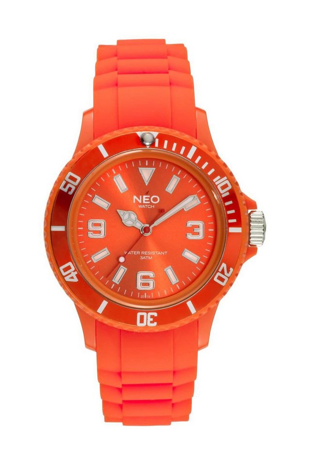 Neo Watch Quarzuhr Damenuhr Herrenuhr unisex orange NICE-1 Armbanduhr Modell N1-020, Mineralglas, Damen Herren Uhr, oranges Gehäuse, oranges Armband von Neo Watch