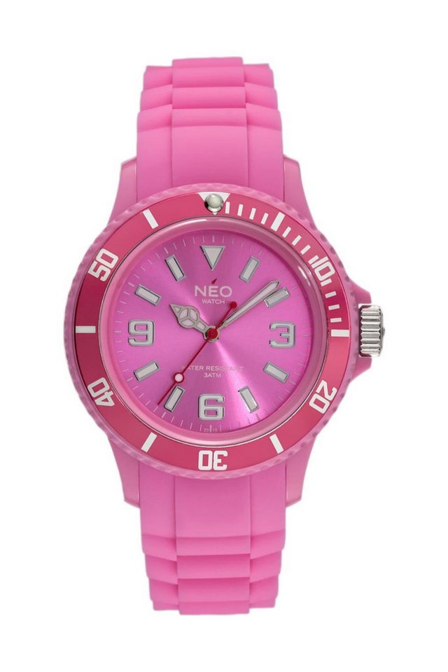 Neo Watch Quarzuhr Damenuhr Herrenuhr unisex pink NICE-1 Armbanduhr Modell N1-016, Mineralglas, Damen Herren Uhr, pinkes Gehäuse, pinkes Armband von Neo Watch