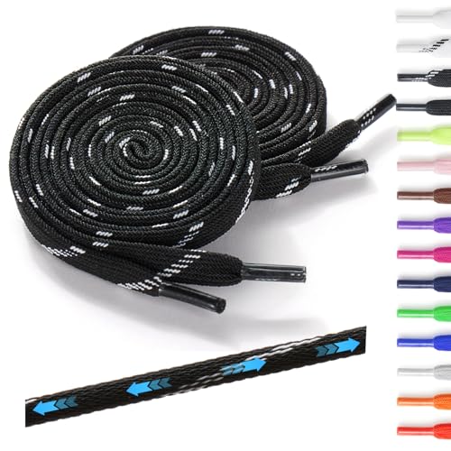 Neo-wows 2 Paar elastische Schnürsenkel ohne Binden für Sneaker, langlebig, zum Hineinschlüpfen für hohe Oberteile und Stiefel, Kinder und Erwachsene, Weiß auf Schwarz, 24"(60cm) von Neo-wows