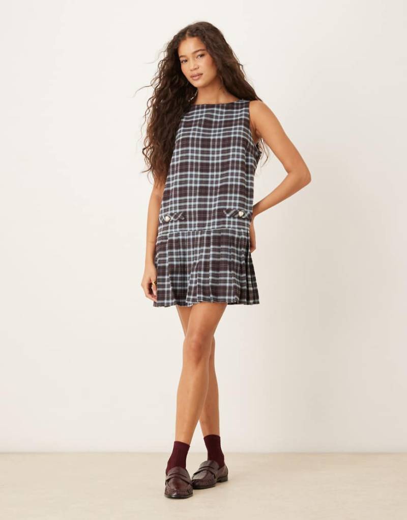 Neon Rose - Latzkleid mit blauem Schottenkaro von Neon Rose