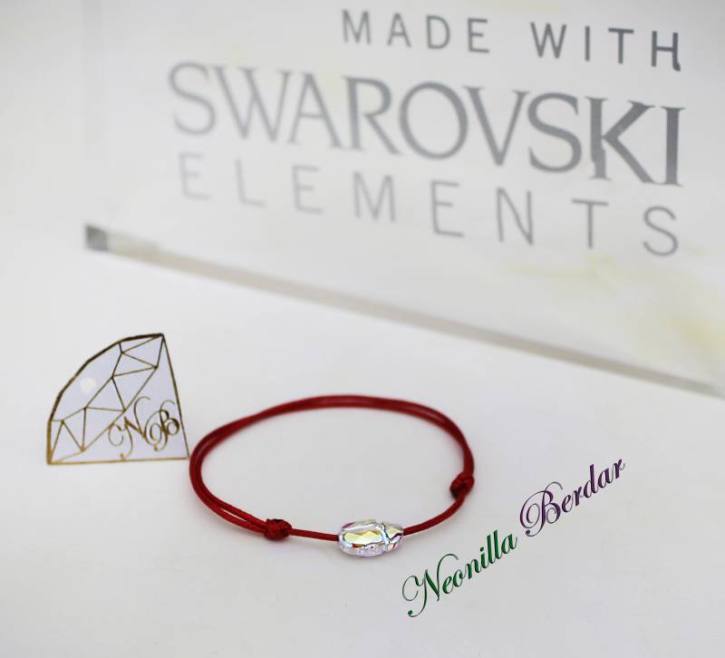 Skarabäus Armband Mit Swarovski Stein Auf Red String Handgemachter Schmuck von NeonillaCrystal