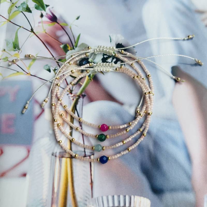 Armband Fein Makramee Mit Jade Perle Minimalistisch von NeonkissDE