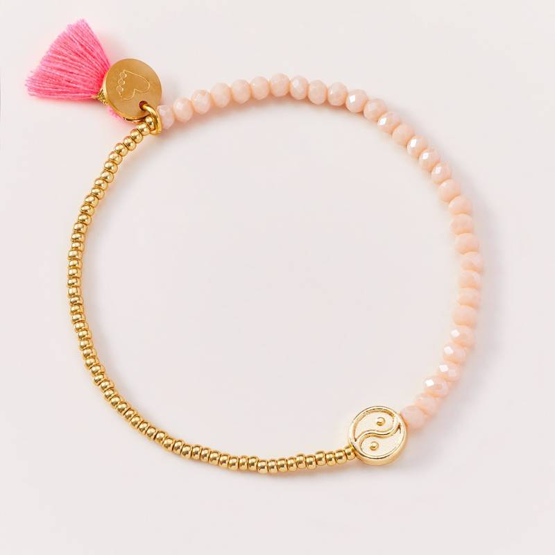 Armband Glitzer Yin Yang Perlenarmband Vergoldeter Charm Glitzerperlen von NeonkissDE