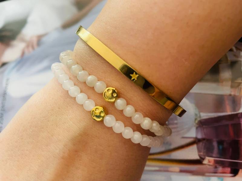 Armband Smiley Gold Pink Gelb Orange Mit Tassel von NeonkissDE