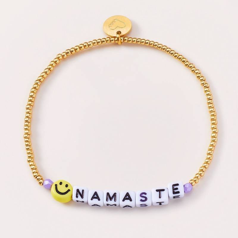 Buchstabenperlen Armband Smiley Vergoldet Glücksarmband Namaste Gold Perlenarmband Bunt Glasperlenarmband Mit von NeonkissDE