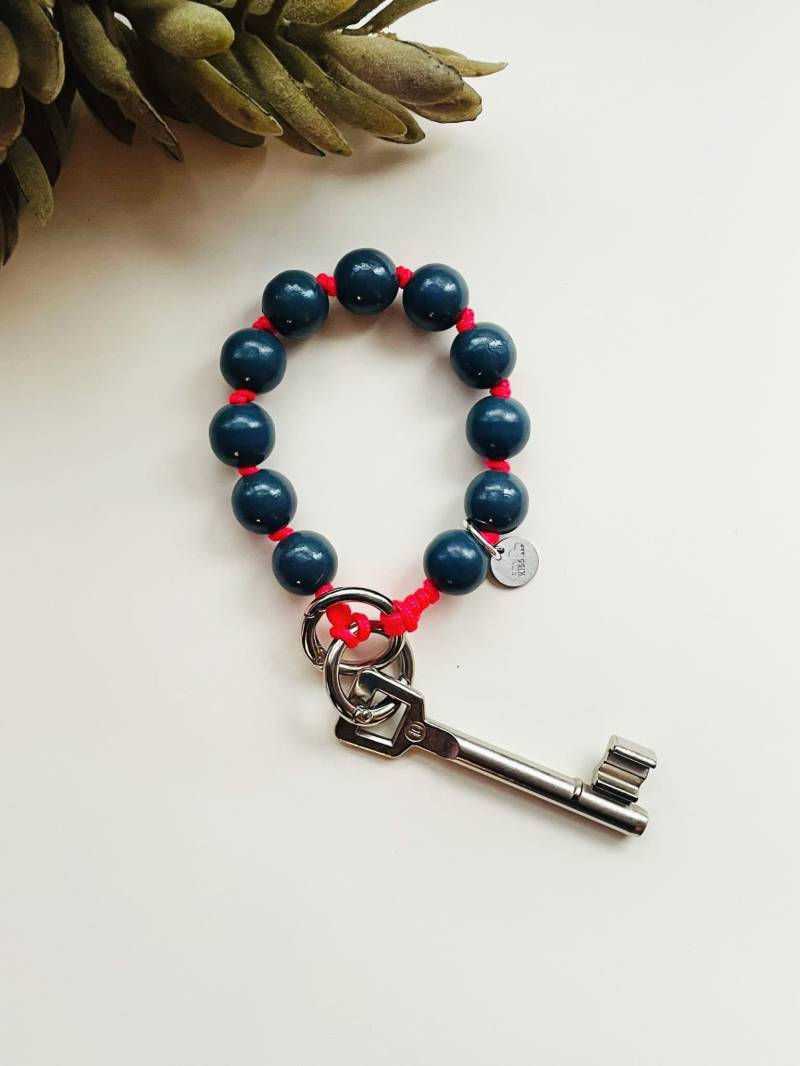 Handykette Schlüsselanhänger Kurz Anthrazit Flamingo von NeonkissDE