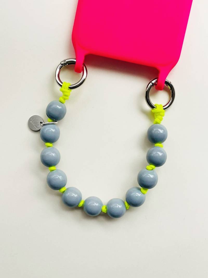 Handykette Schlüsselkette Kurz Grau Neon Gelb von NeonkissDE