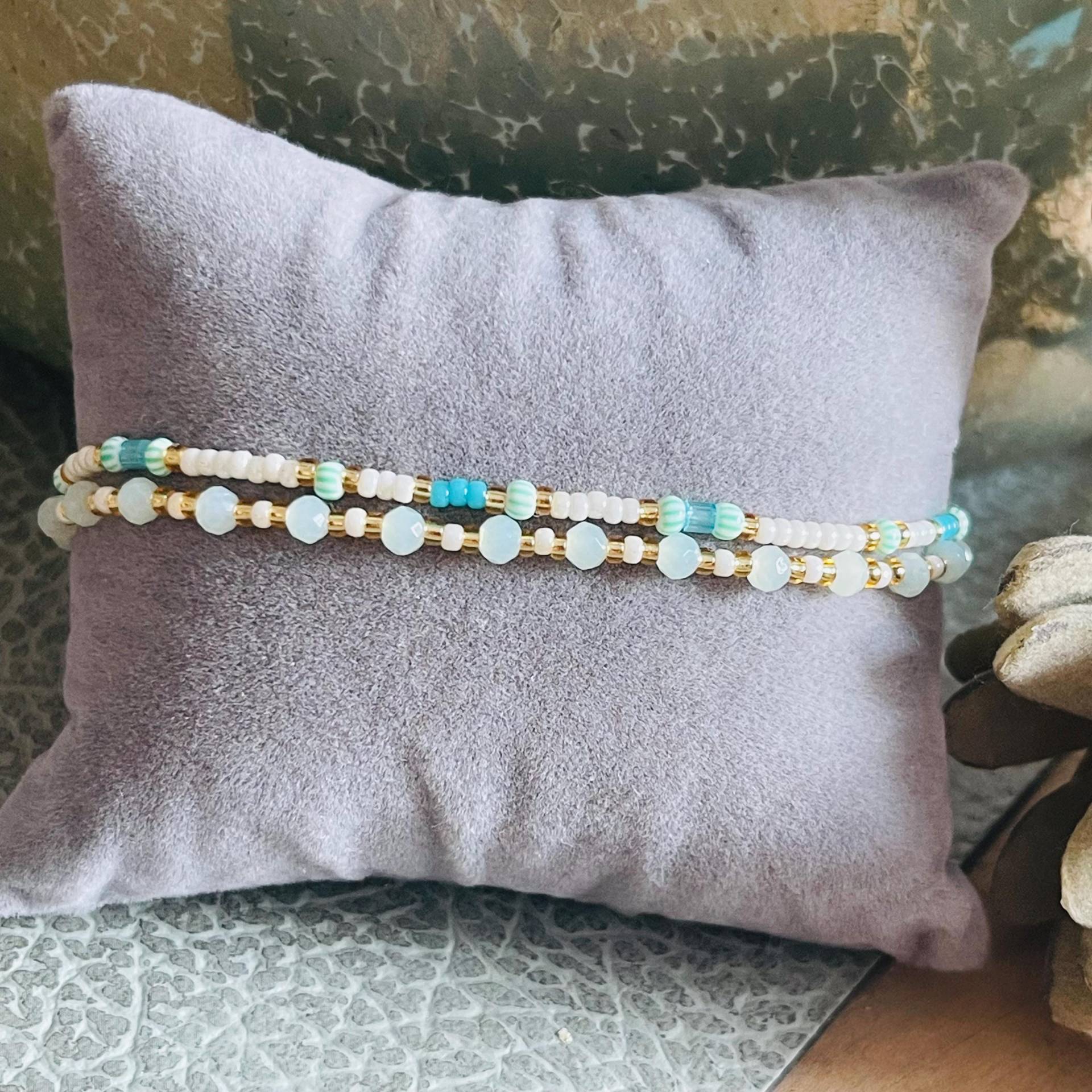 Perlenarmband Fein Makramee in Türkis Und Gold Armband Minimalistisch von NeonkissDE