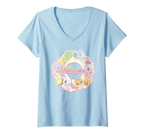 Damen Neopets Baby Pets and Fruit Circle Virtual Pets T-Shirt mit V-Ausschnitt von Neopets