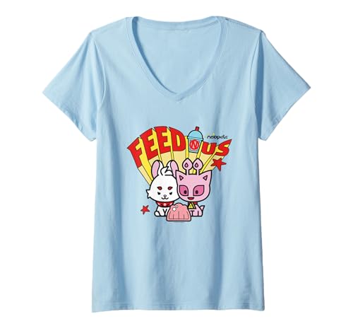 Damen Neopets Feed Us Cute Retro Y2K Virtual Pets T-Shirt mit V-Ausschnitt Damen Neopets Feed Us Cute Retro Y2K Virtual Pets T-Shirt mit V-Ausschnitt von Neopets