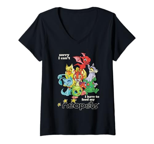 Damen Neopets I Have to Feed My Neopets Vintage Virtual Pets T-Shirt mit V-Ausschnitt Damen Neopets I Have to Feed My Neopets Vintage Virtual Pets T-Shirt mit V-Ausschnitt von Neopets