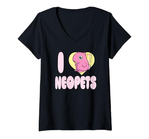Damen Neopets I Heart Neopia Meepit Cute Retro Virtual Pets T-Shirt mit V-Ausschnitt Damen Neopets I Heart Neopia Meepit Cute Retro Virtual Pets T-Shirt mit V-Ausschnitt von Neopets