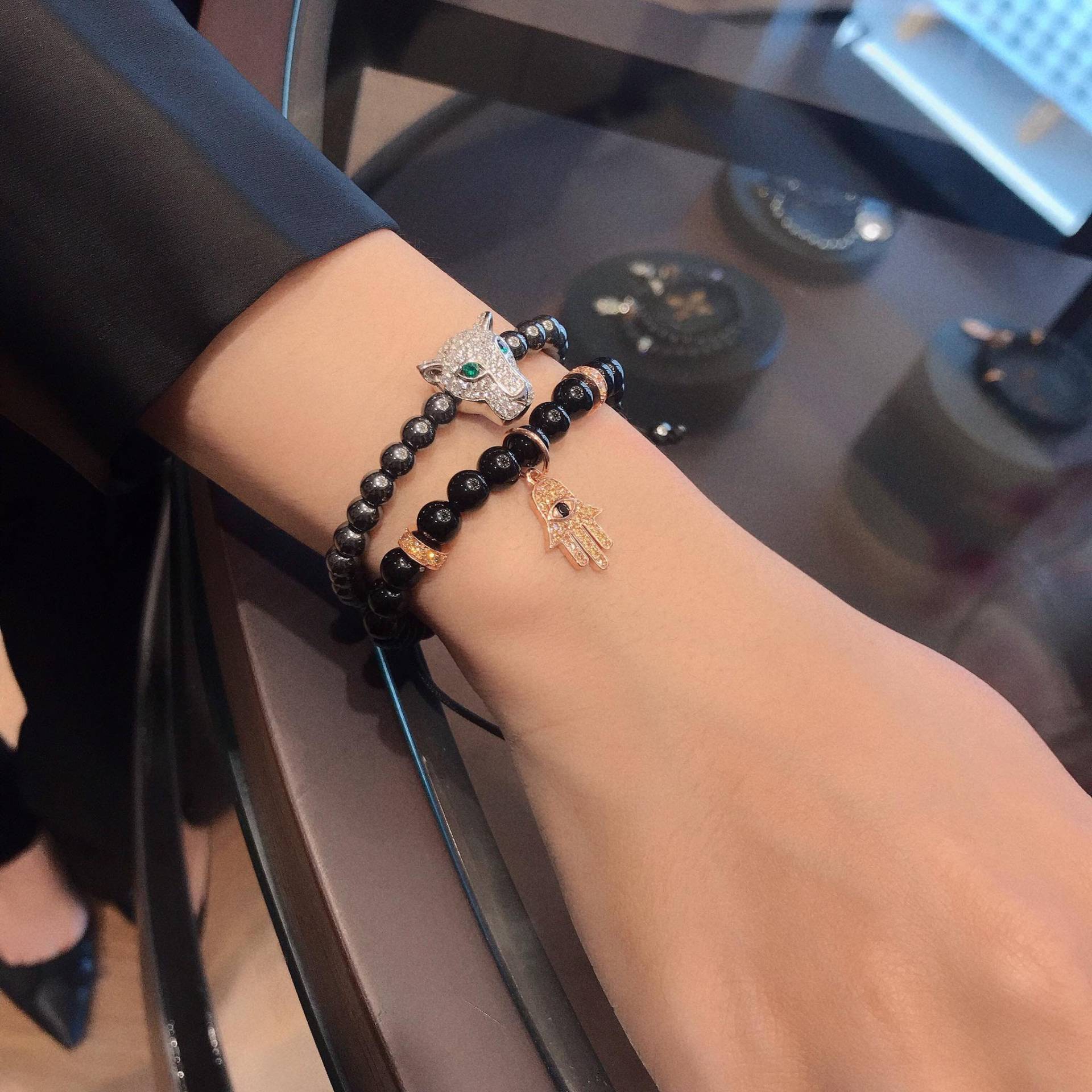 Panther Charm Mit Onyx Stein Armband/Silber 925 + Schwarz Cz Diamant-Einstellung Handarbeit/ Makramee Stil/ Männer Armband/ Frauen Bestes Geschenk von NeoraJewelry