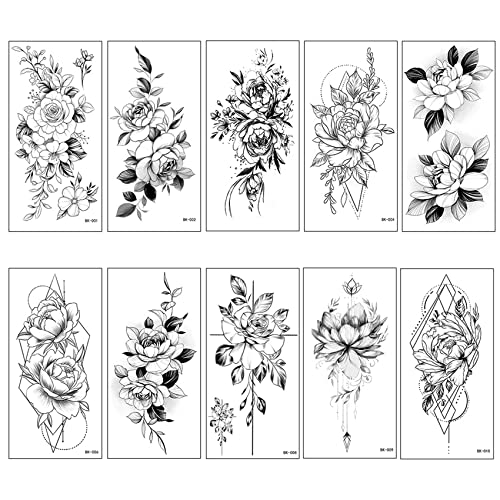 Neoreser 10 Blätter Temporäre Tattoos, Tattoo Aufkleber, Tattoo Set Kinder Tattoo Temporär Blume Stern Tattoo Kits Jungen Mädchen Tattoos Zum Aufkleben Auf Die Haut von Neoreser