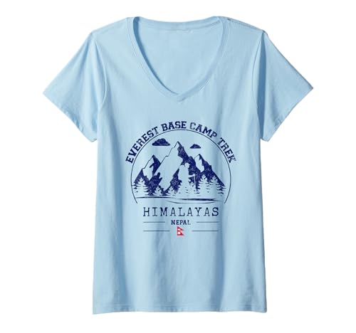 Damen Everest Base Camp Trek Himalaya Trekking Nepal Wandern T-Shirt mit V-Ausschnitt Damen Everest Base Camp Trek Himalaya Trekking Nepal Wandern T-Shirt mit V-Ausschnitt von Nepal Backpacking Enthusiast Everest Base Camp