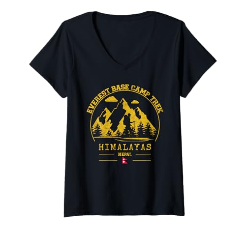 Damen Everest Base Camp Trek Himalaya Trekking Nepal Wandern T-Shirt mit V-Ausschnitt Damen Everest Base Camp Trek Himalaya Trekking Nepal Wandern T-Shirt mit V-Ausschnitt von Nepal Backpacking Enthusiast Everest Base Camp