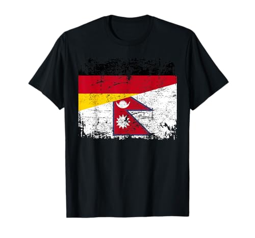 NEPAL DEUTSCHLAND Flagge | Damen Herren Kinder | Nepal T-Shirt von Nepal Family Shop