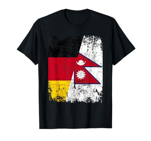 NEPAL DEUTSCHLAND Flagge | Damen Herren Kinder | Nepal T-Shirt von Nepal Family Shop