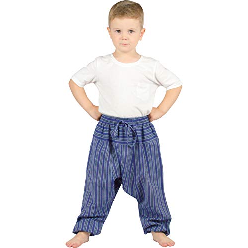 Nitya Design Haremshose für Kinder Stripe Pumphose Aladinhose Pluderhose blau 140/146 von Nitya Design