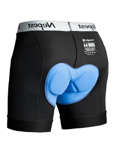 Nepest Fahrradunterhose Herren Gepolstert 4D Radhose Kurz MTB Fahrrad Unterhosen Herren MTB Atmungsaktiv Schwarz/Weiß,XXL von Nepest