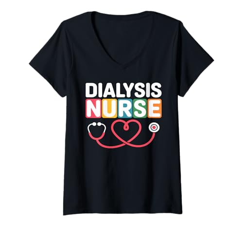 Damen Dialysekrankenschwester Nierentransplantation Nephrologie T-Shirt mit V-Ausschnitt von Nephrology Nurse Dialysis