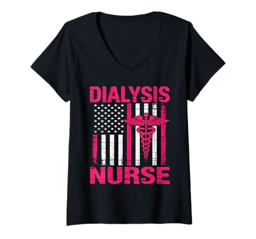 Damen Dialysekrankenschwester Nierentransplantation Nephrologie T-Shirt mit V-Ausschnitt von Nephrology Nurse Dialysis