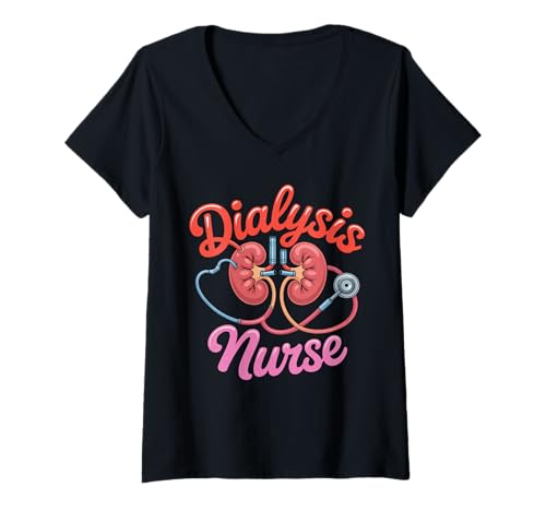 Damen Dialysekrankenschwester Nierentransplantation Nephrologie T-Shirt mit V-Ausschnitt von Nephrology Nurse Dialysis