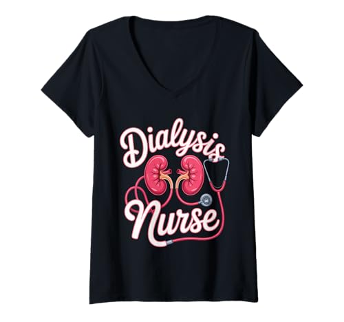 Damen Dialysekrankenschwester Nierentransplantation Nephrologie T-Shirt mit V-Ausschnitt von Nephrology Nurse Dialysis