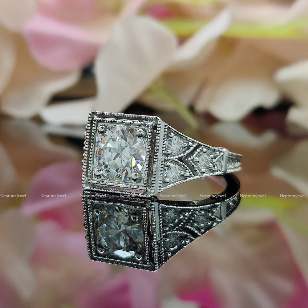 Designer Diamant Im Altenschliff Vintage Ehering 925 Silber Art Deco Stil Handgefertigte Verlobungsring/14K Gold Mid-Century Zierlicher Ring von NeptuneJewel