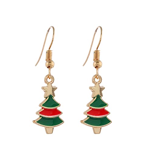 NerYuo 1 Paar Weihnachtsohrringe Damen Ohrringe Weihnachtsbaum Ohrring Anhänger Dame Weihnachten Ohrringe, Damen Mädchen Süße Weihnachtsfeiern Weihnachten Party (C-4, One Size) von NerYuo