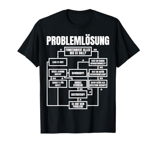 Männer Problemlösung - Halbarm , Prozess Diagramm, Schwarz, - Lustiges Sprüche T-Shirt von Nerd, Geek & Tech Humor - Experte - Nerd Geschenk