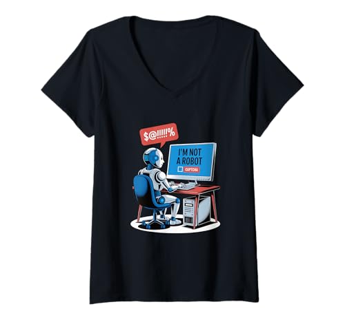 Damen Ich Bin Kein Roboter Captcha Spaß Computer Fun Nerd Lustiges T-Shirt mit V-Ausschnitt Damen Ich Bin Kein Roboter Captcha Spaß Computer Fun Nerd Lustiges T-Shirt mit V-Ausschnitt von Nerd Humor Captcha Informatik Spaß