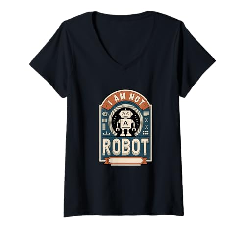 Damen Ich Bin Kein Roboter Captcha Spaß Computer Fun Nerd Lustiges T-Shirt mit V-Ausschnitt von Nerd Humor Captcha Informatik Spaß