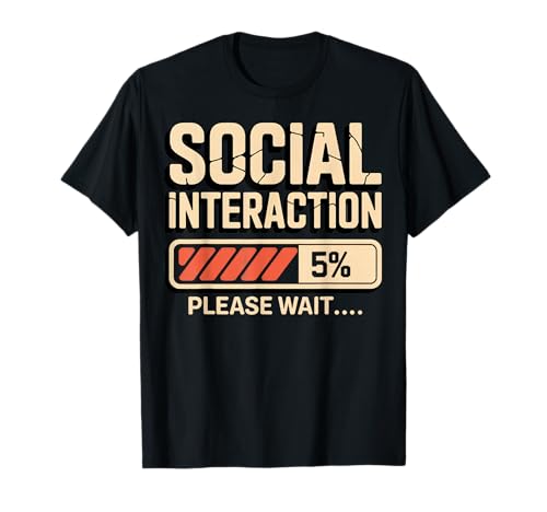 Social Interaction Bitte Warten Lustiges Gamer Herren Damen T-Shirt von Nerd Humor Design