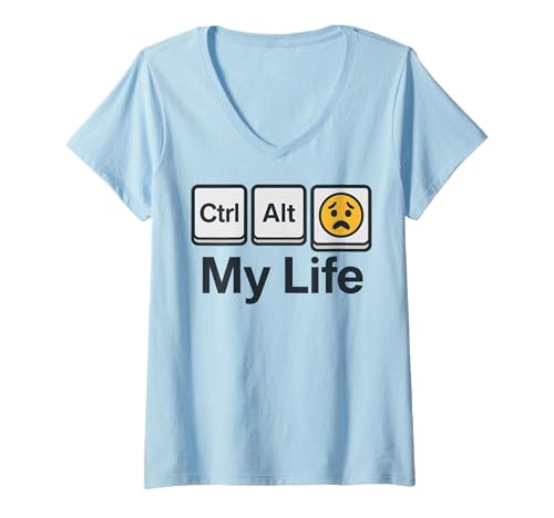 Damen Ctrl Alt My Life Lustiger Nerd Meme sarkastischer Humor T-Shirt mit V-Ausschnitt Damen Ctrl Alt My Life Lustiger Nerd Meme sarkastischer Humor T-Shirt mit V-Ausschnitt von Nerd Meme Ctrl Alt Sarcastic Life Reboot Design