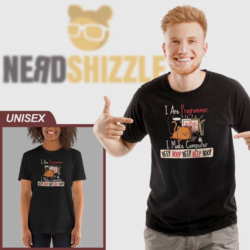 I Are Programmer Beep Boop Niedliches Programmierer Software Katzen T-Shirt von NerdShizzle